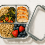 3 compartment glass meal prep containers with lids — leak proof